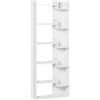 HOMCOM Libreria HOMCOM, scaffale a 6 livelli, libreria alta, scaffale moderno, design irregolare, per soggiorno, camera da letto, scrivania, 60x21x162,5 cm, Bianco