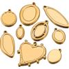 Alisaya 5 Pezzi Base per Ciondoli in Acciaio Inossidabile, Forme Cuore, Rotonde e Irregolari, Vuote per Cabochon, per Creazione Gioielli Fai da Te in Resina e Cammeo, Forniture per Artigianato