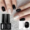 MEET ACROSS Set di 2 smalti gel 3 in 1, colore nero e bianco, rimovibili con immersione, smalti gel LED UV, non necessita di base né top coat, accessori per unghie in gel.