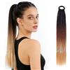 NONE Extension per Coda di Cavallo 24 Pollici, Sintetica Intrecciata Colorata con Elastico per Capelli, per Donne, Aggiunta di Capelli Lunghi