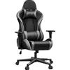 NONE Sedia da Gaming Ergonomica in Pelle PU, Braccioli Regolabili, Impermeabile, Capacità Massima 150kg, Nero/Grigio