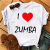 NONE T-shirt da donna con stampa Zumba Heart, motivo colorato con motivo danzante, maniche corte con scollo rotondo, top sportivo casual, stile street