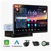 ATOTO Autoradio Android 13 1Din con schermo retrattile da 14.1 pollici, Bluetooth, navigazione 4G, GPS, lettore multimediale 1 Din.