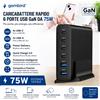 GEMBIRD (欧盟) Stazione di Ricarica USB-C 65W Multiporta con 6 Porte, Caricatore Rapido Power Delivery e Quick Charge 3.0, Hub USB da Tavolo per Smartphone, Laptop, Tablet, Console e Accessori