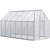 NONE Outsunny Serra da giardino in policarbonato 7,1 m² dim. 1,9L x 3,75L x 1,99 m con base, tetto regolabile, porta scorrevole - argento e trasparente