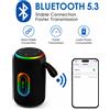 Cassa Bluetooth Portatile 20W RGB con Bass Potenziati, Bluetooth 5.3, Altoparlante Wireless HiFi Stereo, USB-C, 8 Ore di Riproduzione, Supporto TF/AUX/FM, Speaker Compatto per Casa, Viaggi e Outdoor