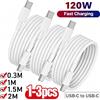 DIXSG 1-3 Pezzi Cavo Dati USB-C a Type-C da 120W per Ricarica Super Veloce e Trasferimento Dati per iPhone 17 Samsung Huawei, Cavo Rapido 1m/1.5m/2m