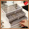 NONE Portagioie a 3 Livelli Impilabile Beige Grigio per Orecchini, Anelli, Collane e Bracciali