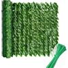 Siepe artificiale da esterno e interno, siepe finta per recinzione, edera finta artificiale, frangivista balcone e recinzione giardino, 50 fascetti verdi inclusi (FOGLIE DI EDERA, 1x3 Mt)