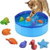 LandReCol Piscina per gatti, con pesce e acqua, pieghevole, 50 x 10 cm, giocattolo d'acqua interattivo, per gatti e cani, utilizzato per giocare il bagno