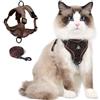 skmeditec Cat Harness and Leash Set for Kitten, Upgraded Escape Proof Adjustable Vest with Lead for Small Cat Outdoor Walking, Soft Breathable Mesh Jacket with Reflective Stripes for Night (Coffee Brown, M)
