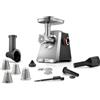 Bosch, Tritacarne MultiPower Serie 8, motore da 2500 watt, tritacarne, grattugia, accessorio per salsicce e kebbe, colore nero, MFWS840M
