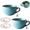 DBAATTZ Tazza grande in ceramica, 700 ml, tazza per la colazione con manico, 2 pezzi riutilizzabili, grande ciotola per zuppa, adatta per insalata di latte, caffè, forno a microonde, idea regalo (blu)