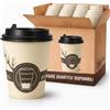 ecodrinks 200 Bicchieri di Carta con Coperchio da 240ml - Ideali per Cappuccino, Tè, Caffè - Biodegradabile e Resistenti - Per Bar, Ufficio e Asporto - Design Elegante, Standard