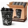 ecodrinks 200 Bicchieri di Carta con Coperchio da 240ml - Ideali per Cappuccino, Tè, Caffè - Biodegradabile e Resistenti - Per Bar, Ufficio e Asporto - Design Elegante, Black