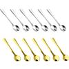 SquishyWorld Set di 12 mini cucchiaini da espresso da 7,5 cm, in acciaio inox, argento e oro, cucchiaini in acciaio 304 per spezie, dessert, caffè e moka, lavabili in lavastoviglie, mini cucchiaini per bicchieri