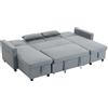 HOMCOM Divano Angolare 4 Posti con Funzione Letto e Contenitore a U, Divano con Chaiselongue, Schienale Regolabile, Effetto Lino | Aosom Italy