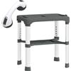 HOMCOM Sgabello per Doccia in Alluminio con Mensola Integrato, Altezza Regolabile 5 Livelli, Portata 150kg, Grigio | Aosom Italy