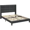 HOMCOM Letto Imbottito con Spazio di Stoccaggio Sotto e Testiera Imbottita con Orecchie, 142x197x110 cm, Grigio | Aosom Italy