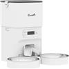 PawHut Mangiatoia Automatica 4L, Distributore Cibo per Gatti/Cani, 1-6 Pasti al Giorno, 2 Ciotole Doppia Alimentazione, 33x30,5x30 cm, Bianco | Aosom Italy