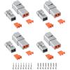 MACHSWON Kit di connettori DTP Deutsch DTP a 2 pin impermeabile per autoveicoli 4 set con dimensioni 12 contatti stampati calibro 14-12 AWG Dimensioni del cavo 25A per camion
