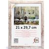 3-B Cornice portafoto HIT - bianco rustico (bianco invecchiato otticamente con venature del legno visibili) - 21 x 29,7 cm (A4) - Cornice in legno, cornice per foto, cornice per documenti con vetro