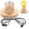 GBKDQQ Lampada da Scrivania con Portalampada E27, Base in Legno e Plastica con Interruttore Cavo, EU-Plug, Perfetta per Camera da Letto, Soggiorno, Ufficio
