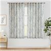TOPICK Tende in lino con passanti nascosti, traslucide, per soggiorno, camera da letto, finestra, set da 2 pezzi, 140 x 210 H (cm), blu su beige
