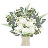DXLing 65 Pezzi rami artificiali e fiori artificiali bouquet di fiori artificiali verde e bianco Eucalipto Rosa decorativi per casa matrimonio ufficio decorazione