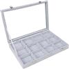 Belle Vous Porta Orecchini Espositore Gioielli in Velluto Grigio con 12 Slots e Coperchio Trasparente - Cofanetto Portagioie Donna Impilabile - Porta Gioielli Donna Espositore Orecchini e Porta Anelli