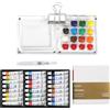 WIYETY Set di 24 colori Mini acquerelli: tavolozza portatile da 15 griglie in PP, set da viaggio per acquerelli, tavolozza da disegno con pennello per acquerelli e album da disegno per pittura