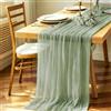 JJZGPP Runner Chiffon,90 x 300 cm Garza Boho Runner Tavola,Decorazione Runner da Tavolo Moderno ,Decorazione da Tavolo da Cucina, per Interni, Vacanze, Matrimoni (Verde Salvia)