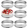 REBECASKYENS 6 anelli per torte, anelli per dessert, anelli da forno, anelli per dolci, anelli per crumpet, rotondi in acciaio inox argento, per cucinare e cuocere al forno (8 x 2,5 cm)