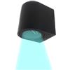 Partenopea® Applique lampada da parete a muro per lampadine LED gu10 potenza max supportata 10w per interno esterno IP54 moderno faretto monoemissione (Curvato, Nero luce fredda 6500k)