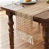 Dorunfeey Runner da Tavola in Juta Tessuto Naturale - 30x140 cm con Nappa a Mano per Decorazioni di Feste e Matrimoni