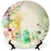 Gokays Piatti decorativi, acquerello primavera pittura floreale in ceramica piatto piano casa piatto oscillante con espositore, decorazione da appendere alla parete per soggiorno, sala da pranzo,