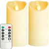 OSHINE LED Candele finte in plastica per esterni, confezione da 2, colore avorio,a batteria, con telecomando e timer candele finte elettriche, per campeggio, decorazione, feste (D3 H6)