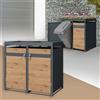 ML DESIGN modern living ML-Design Copribidone Doppio per Spazzatura per 2 Cestini 240L 132x80x124 cm Antracite Effetto Quercia Acciaio Contenitore per Pattumiera con Tetto a Fioriera Copri Bidone per Rifiuti 2 Sportelli