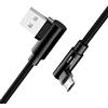 i! Cavo di ricarica micro USB in nylon, 2 m, con angolo di 90 gradi, per cellulare, smartphone, tablet, nero