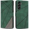 SONWO Cover per Samsung Galaxy S25 Plus, Flip Custodia in PU Pelle, Cover a Libro Portafoglio con Slot per Schede e Supporto Stand per Galaxy S25 Plus, Verde
