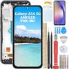 YHX-OU 6.4 Nero+Telaio AMOLED Display LCD per Samsung Galaxy A54 5G SM-A546B SM-A546E LCD Schermo Touch Screen Digitizer Assemblea E Strumenti di Installazione+1 Pezzo Vetro temperato