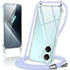 Coiwxmoi Cover per Xiaomi Poco X8 Pro 5G con Cordino 6,59,Trasparente Custodia con Laccio Tracolla Corda Catena Cinghia,Ultra Morbido Silicone TPU Antiurto Case per Xiaomi Poco X8 Pro 5G, Viola