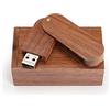 HOZYALE Chiavetta USB 2.0 in legno con scatola di legno (64 GB, rotazione marrone)