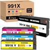 Yongairuink 991X Cartuccia di ricambio per HPQ 991 991 XL M0K02AE M0J98AE M0J94AE M0J90AE Inchiostro per HPQ PageWide Pro MFP 777z 772dn 750dw 774dn 774dns 79dn 79dns (4 confezioni)