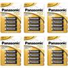 PANASONIC Confezione da 6 blister da 4 batterie alcaline Power Bronze LR6 AA 1,5 V
