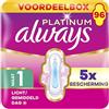 Always Platinum - Asciugamani igienici con ali Normal Plus, flusso leggero a medio, formato Eco, 94 tasche singole (4 x 24), 5 misure di comfort