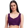 Parvdi - Camicetta da donna, indiana, etnica, pronta, con sari, senza maniche, crop top, con scollo a cuore, per abbigliamento da festa, Viola scuro, Large