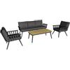 DRW Set di divano a 3 posti + 2 poltrone e tavolo in alluminio antracite, 73 x 75 x 194 cm