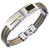 PAURO Bracciale Uomo Acciaio Inossidabile Oro e Argento Croce a Corda Intrecciata