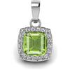 LMDPRAJAPATIS Ciondolo e medaglione in argento da 3,25 carati con peridoto certificato da 8 mm, pietra portafortuna di agosto, per moglie, collana da donna con aureola antica